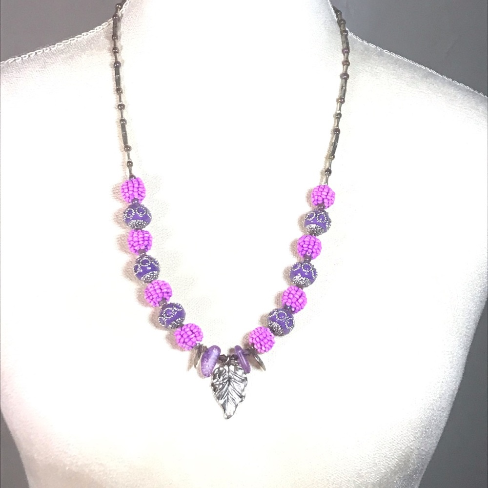☀️WEEKEND SALE☀️ ☀️Handmade beaded necklace with leaf charm